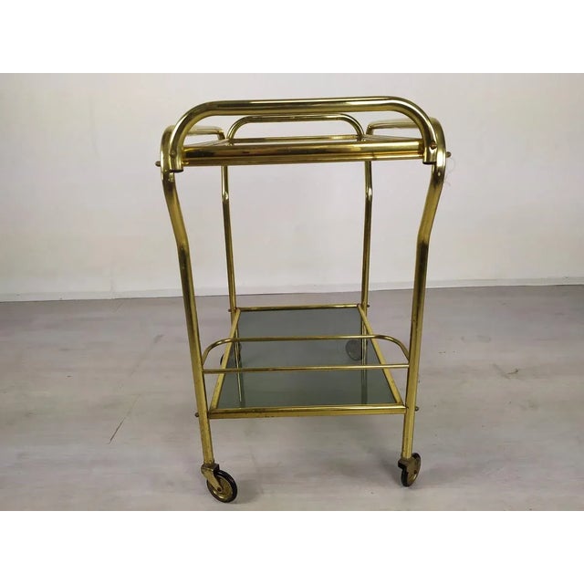Vintage Gold Brass Bar Cart, 1960s For Sale - Image 14 of 17