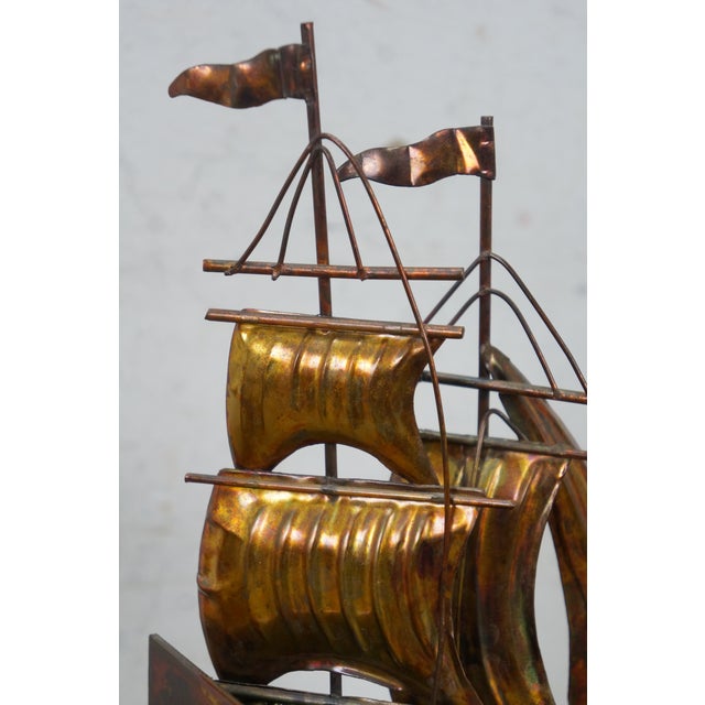 Brass Mid Century Brass Nautical Maritime Sailboat Clipper Ship Library Bookends For Sale - Image 8 of 13