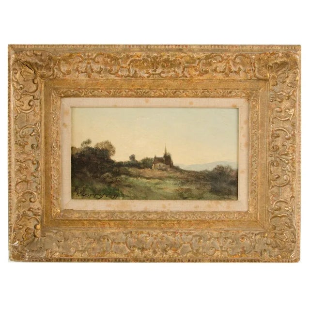Henri-Joseph Harpignies (French 1819-1916) "Lonely Church" Oil on Canvas Signed and Dated '11 For Sale - Image 10 of 10