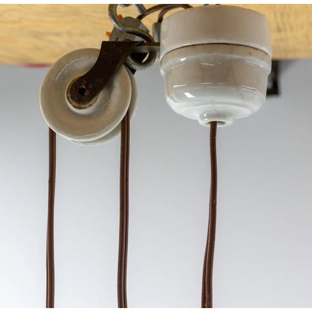 Gold French Counter Weight Ceiling Lamp in Glass, 1900s For Sale - Image 8 of 9