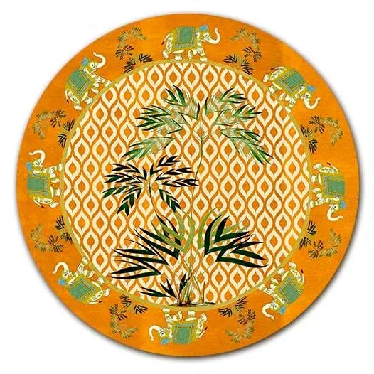 Contemporary Italian Orange Placemat With Elephants For Sale - Image 3 of 3