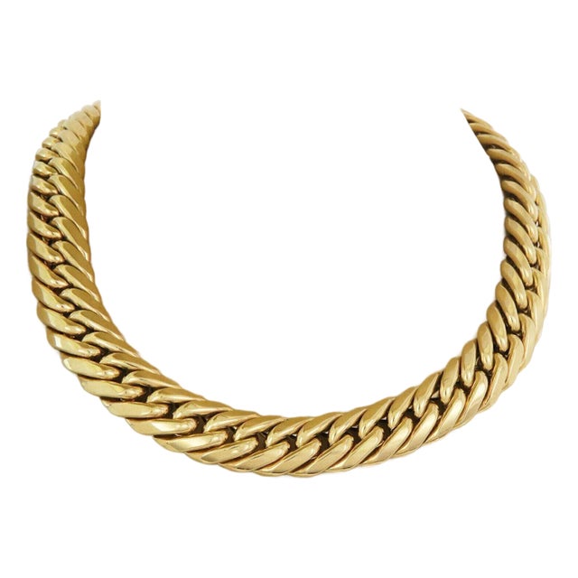 Mayor's 18k Yellow Gold Beveled Curb Link Necklace For Sale