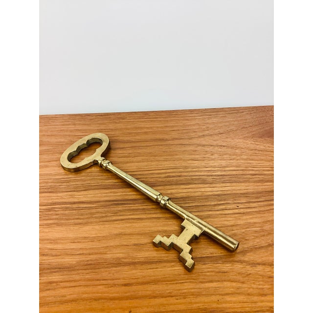 1970s Vintage 12" Brass Skeleton Key For Sale - Image 5 of 6