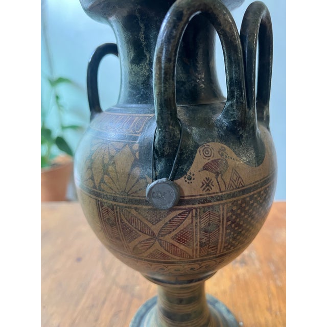 Early 20th Century Gorgeous Greek Vessel Decorative Vase Hand Painted Ceramic Pottery For Sale - Image 5 of 7