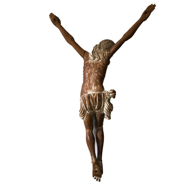 18th C Baroque Corpus Christi Sculpture / Christ Wooden Statue / Antique Carved Jesus For Sale - Image 4 of 13