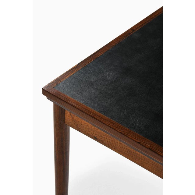 Wood Dining Table in Rosewood and Black Leather by Carlo Jensen, 1960s For Sale - Image 7 of 12