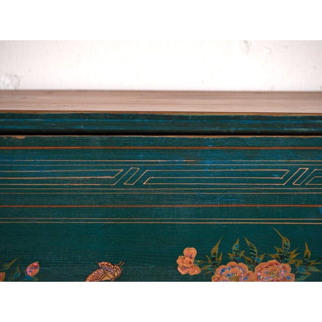 Chinese Trunk in Green-Lacquered Elm, 1900 For Sale - Image 11 of 13