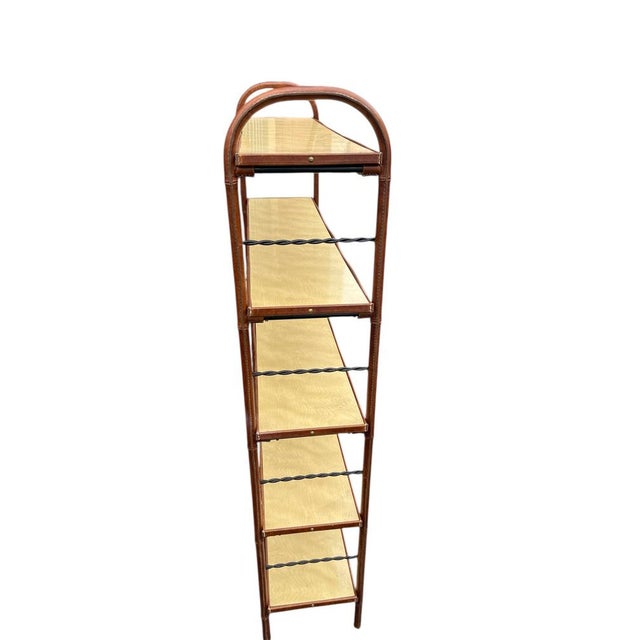 Vintage Stitched Leather Bookcase by Jacques Adnet, 1950s For Sale - Image 4 of 8