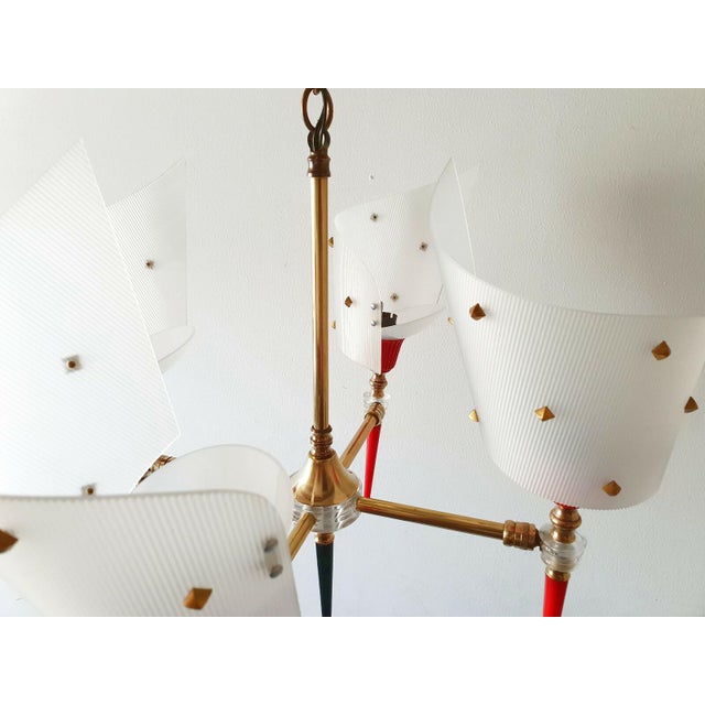 Vintage Torch Pendant Light in Brass and Plastic, 1950s For Sale - Image 4 of 10