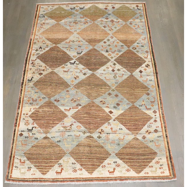 Folk Art Persian Gabbeh Rug no. j3316 For Sale - Image 9 of 11