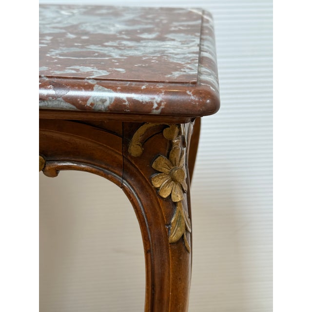 Late 19th Century Antique French Louis XV Rouge Griotte Marble Top Accent Table For Sale - Image 5 of 12