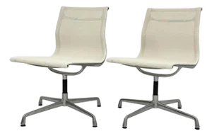 Pair Eames Aluminum Group Swivel Chairs for Herman Miller, Vitra Italy