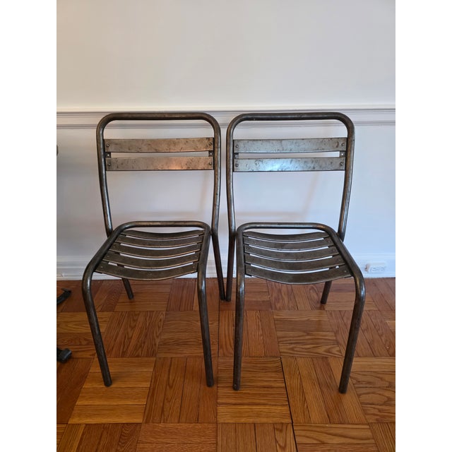 Vintage French Industrial Bistro Table & Chairs For Sale - Image 4 of 13