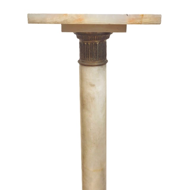Metal Antique French 19th C Rotating Top Bronze & Onyx Column Pedestal For Sale - Image 7 of 14