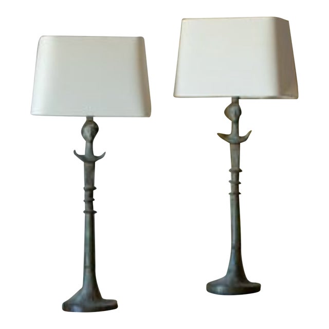 Mid 19th Century "Tête De Femme" Table Lamps After Giacometti, Pair For Sale