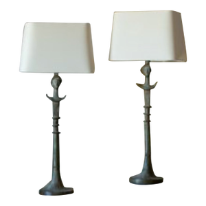 Mid 19th Century "Tête De Femme" Table Lamps After Giacometti, Pair