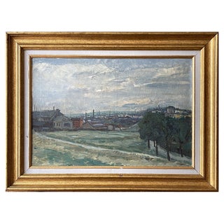 Albert Quizet, View of Paris Suburb, 1930, Oil on Canvas, Framed For Sale