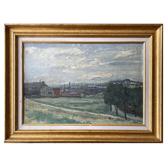 Albert Quizet, View of Paris Suburb, 1930, Oil on Canvas, Framed For Sale