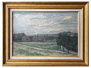 Albert Quizet, View of Paris Suburb, 1930, Oil on Canvas, Framed