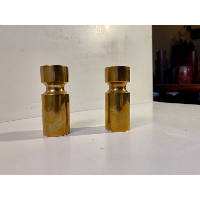 Scandinavian Functionalist Candlesticks in Bronze, 1940s, Set of 2 For Sale - Image 3 of 9
