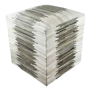 Pasargad Natural Cowhide Ottoman Silver 19''