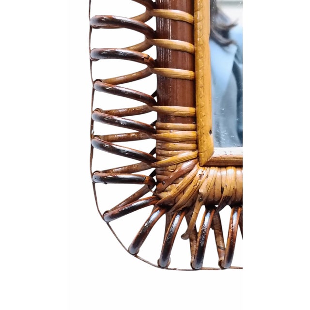 1960s Rattan and Wicker Rectangular Wall Mirror, 1960s For Sale - Image 5 of 9