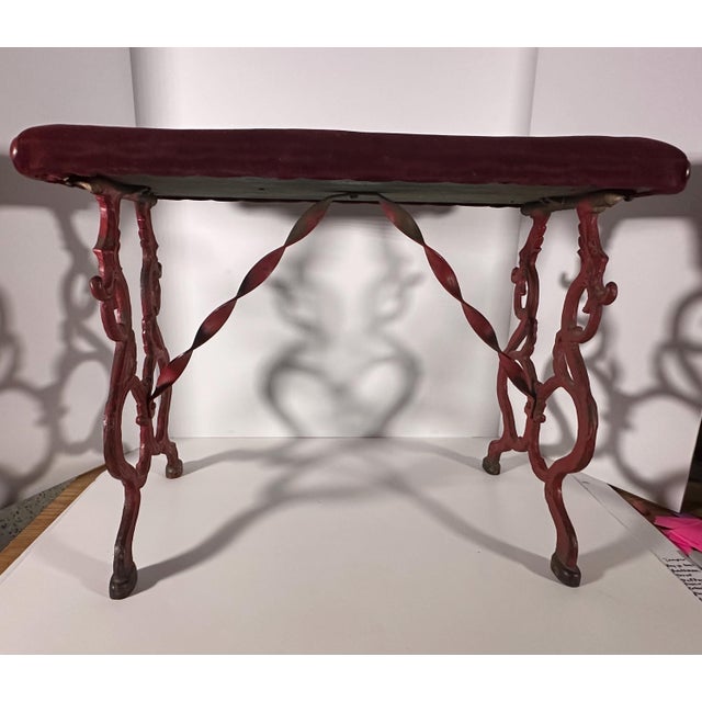 Antique Cast Iron Vanity Bench For Sale - Image 4 of 10