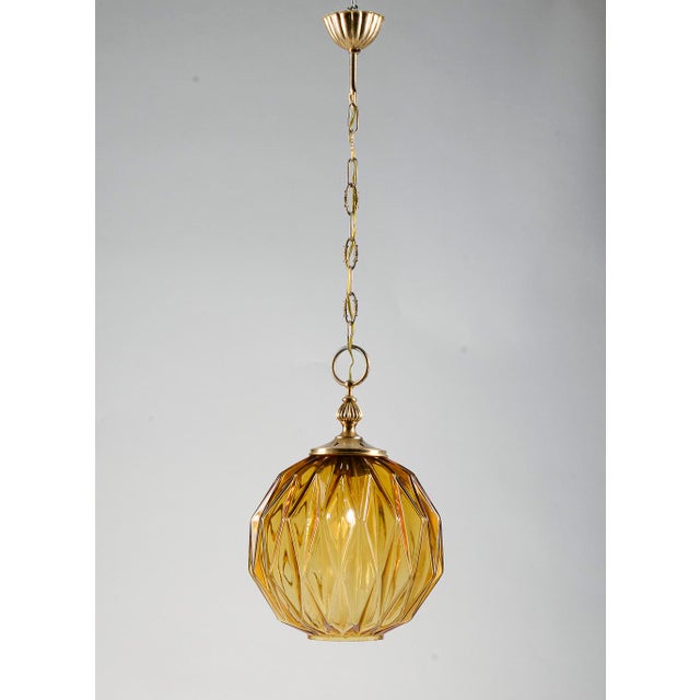 1980s Chandelier in Faceted Amber Glass from Targetti Sankey, Italy, 1980 For Sale - Image 5 of 15
