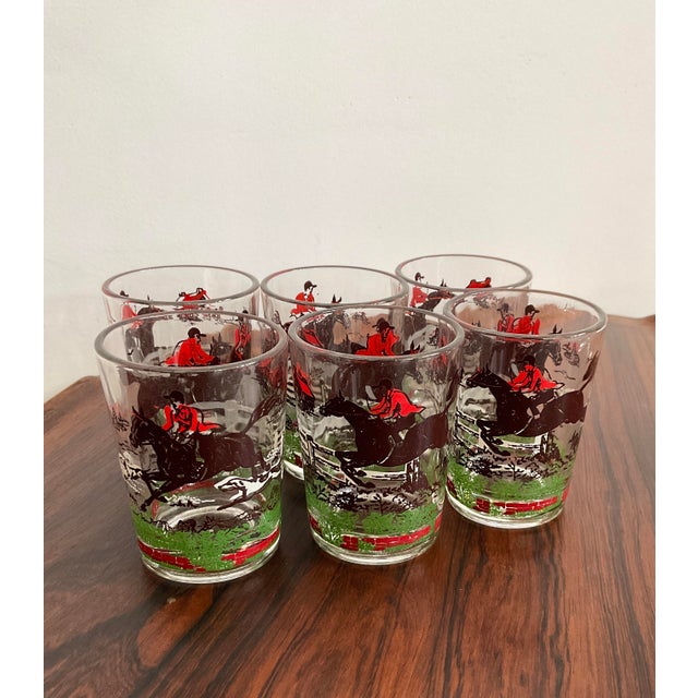 Red Vintage Hazel Atlas "Fox Hunt" Glassware Set - Mixed Sizes - 15 Pieces For Sale - Image 8 of 10