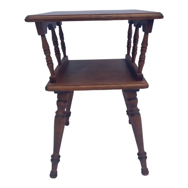 1960s Vintage Two-Tiered Maple Side End Table For Sale