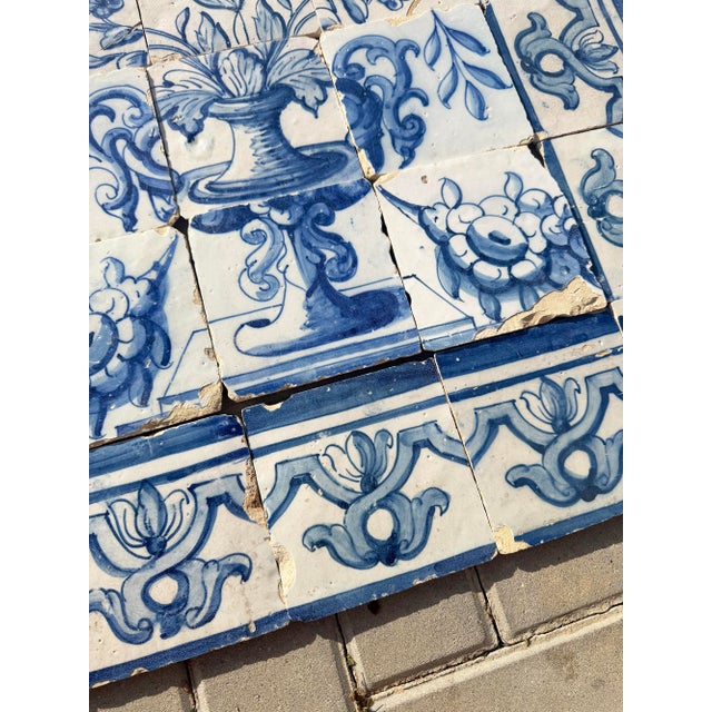 Antique 18th Century Portuguese Baroque Tiles With Flower Arrangement in Classical Urn For Sale - Image 6 of 16