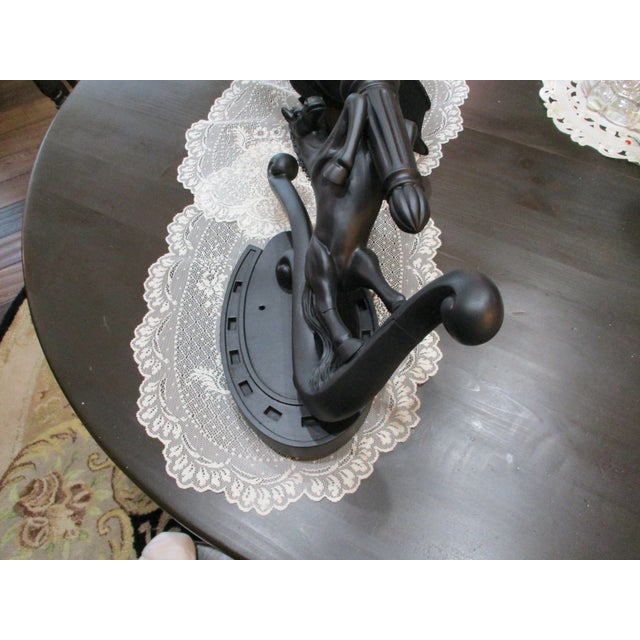 1980s Vintage Outdoor Huge Heavy Estate Ranch Horse House Light Glass Shade Lamp 30" Tall For Sale - Image 5 of 10