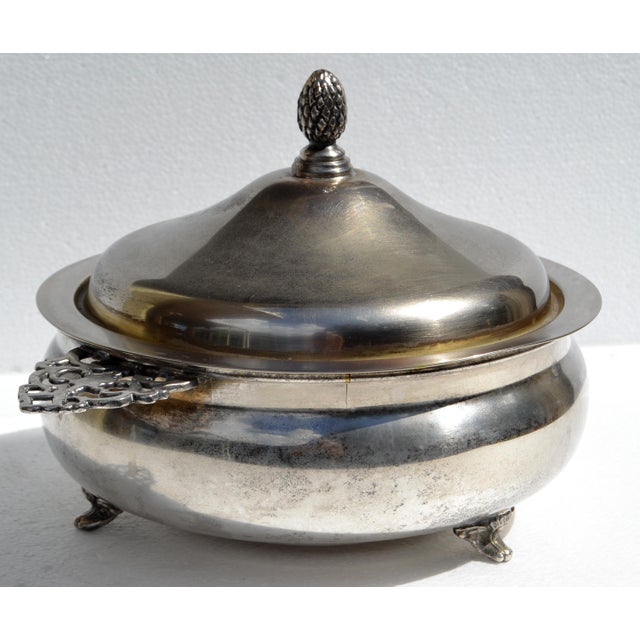 Mid 20th Century Early 20th-Century Eales 1779 Silverplate Footed Chafing Buffet Server Pinnacle Knob For Sale - Image 5 of 15