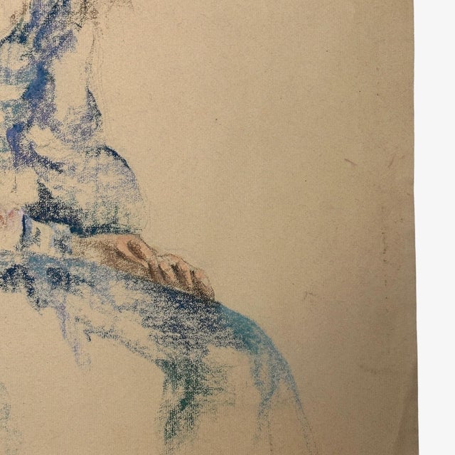 Figurative Antique Expressionist Figurative Portrait by Eleanor Beatrice Acker, Signed (1931, Pastel on Wove Paper) For Sale - Image 3 of 4
