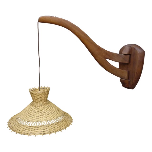 Danish Solid Teak Wall Lamp, 1960s For Sale