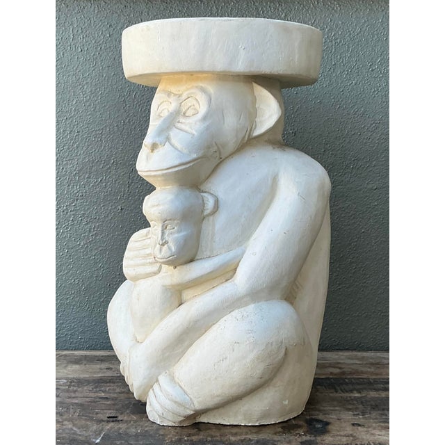 Vintage Plaster Monkey Low Stool For Sale - Image 4 of 12