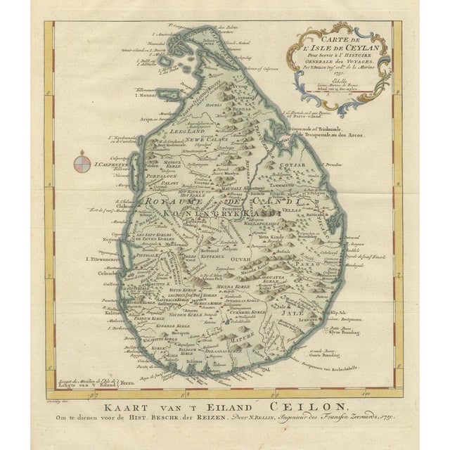 Antique Map of Sri Lanka, 1750 For Sale - Image 10 of 10