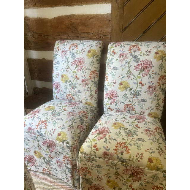 Newly Reupholstered Designer Ethan Allen Slipper Chairs With Floral
