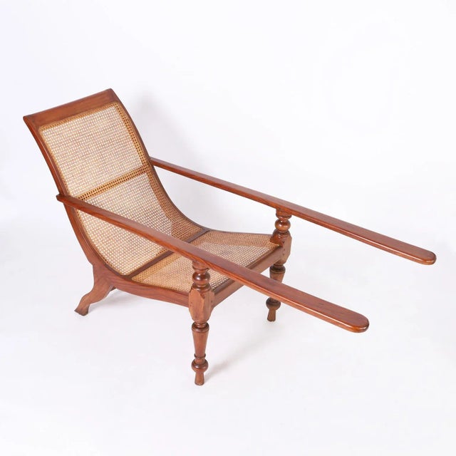 Pair of Antique Caned British Colonial Planters Chairs For Sale - Image 4 of 11