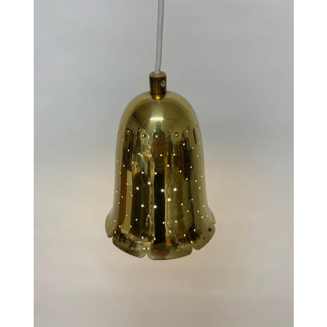 1960s Scandinavian Pendants with Perforated Brass Shades by Boréns, 1960s, Set of 2 For Sale - Image 5 of 10