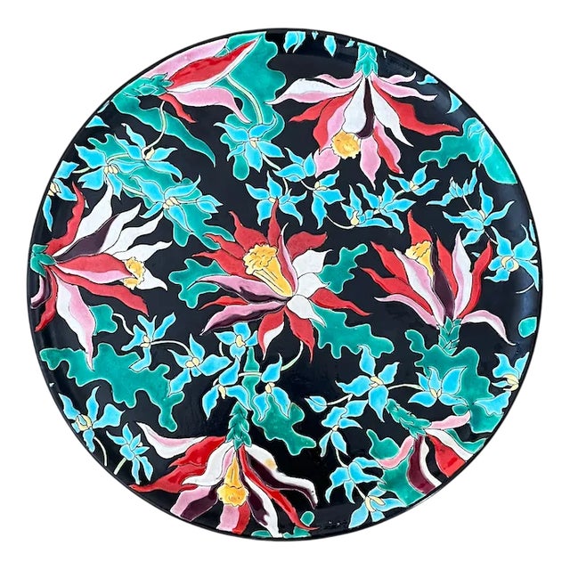 Vintage Ceramic Wall Plate from Des Emaux De Longwy, 1980s For Sale