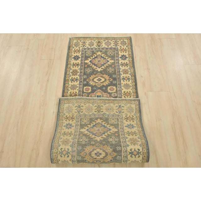 Kazak Runner 2’1” X 5’10” Gray Wool Tribal Hand-Knotted Oriental Rug For Sale - Image 11 of 12