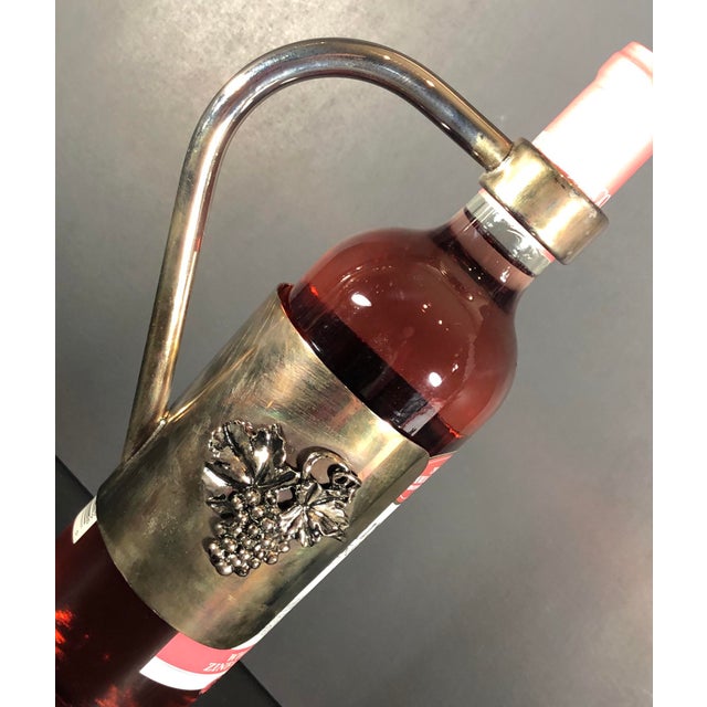 Silver Plated Vintage Wine Holder Velvet in Handle Caddy and Grape