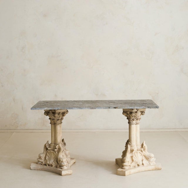 French Neoclassical Dolphin Console with Marble Top, 1940s For Sale In Chicago - Image 6 of 11