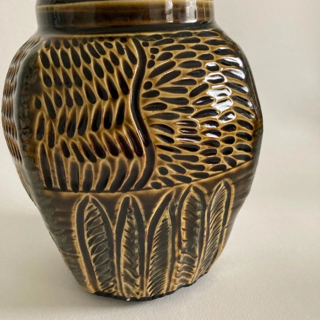 Artist Signed Handmade Art Studio Pottery Vase - Incised Textured Design, Fine Art Ceramics, Handmade Pottery For Sale - Image 13 of 17