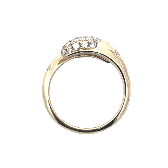 Modern 14k Yellow Gold Pave Diamond Serpent Ring With 0.57 Carat Weight of Diamond, Size 6.75 For Sale - Image 3 of 8