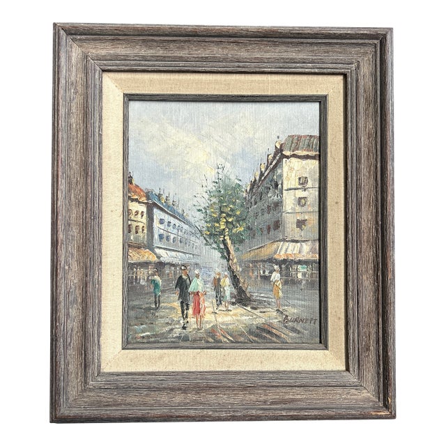 1950’s Impressionist European Street Scene Cityscape Painting For Sale