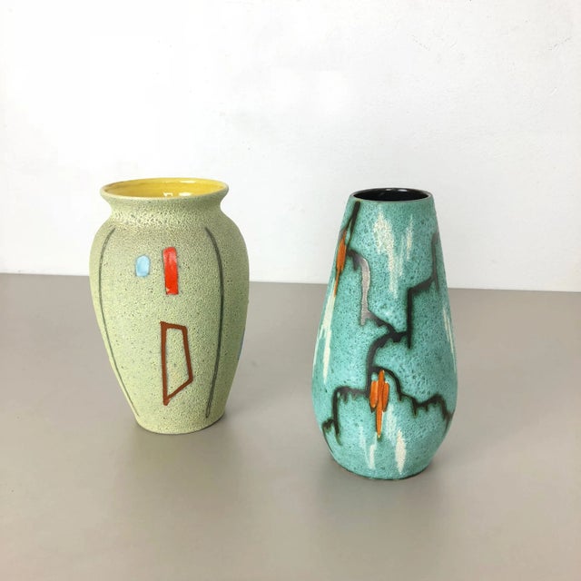 Vintage Pottery Vases by Scheurich, Germany, 1960s, Set of 2 For Sale - Image 3 of 18