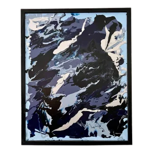 Original Abstract Blue Grey Painting by Arlene Carr