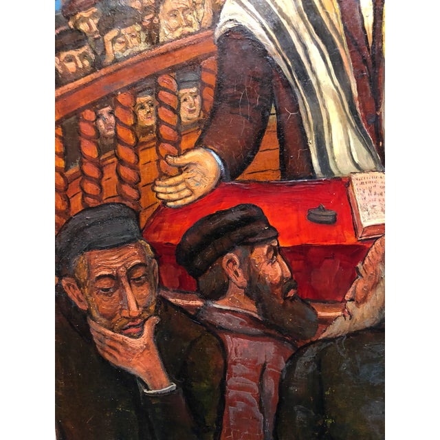 Maurice Kish, The Preacher Rabbi "Der Maggid" Judaica Oil Painting WPA Jewish artist For Sale In Miami - Image 6 of 7